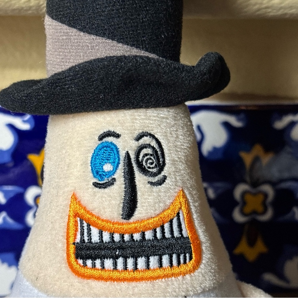 Creepy Black and White Plush Toy with Top Hat used fair condition - Picture 2 of 8